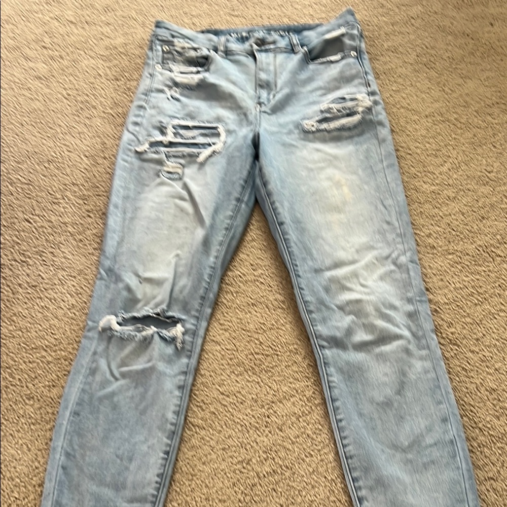 American Eagle Outfitters Blue Boyfriend Jeans Distressed